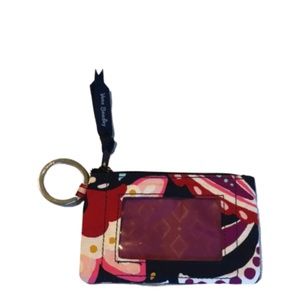 Vera Bradley Painted Paisley Zip ID Case key holder black purple blue like New